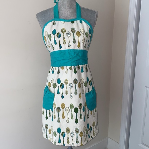 Threshold Decorative Spoon Motif Cooking Apron Blue - Picture 1 of 11